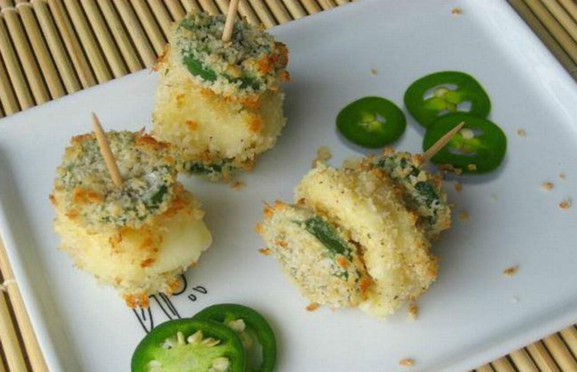 Mozzarella and jalapeño stackers